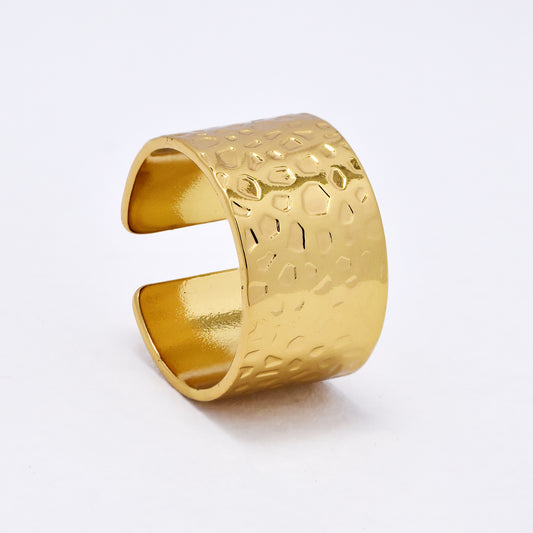 SSYR6121 - St Steel textured  open size ring