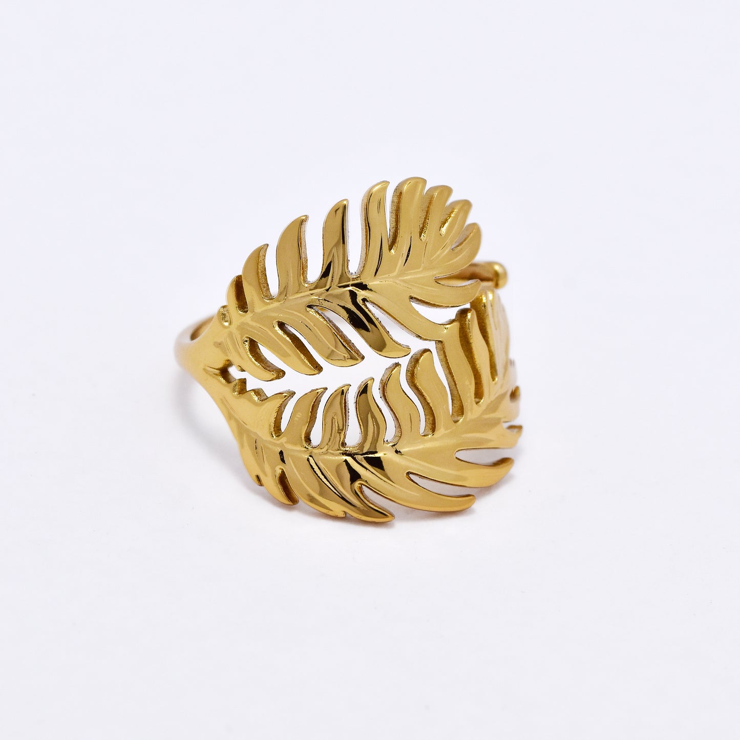 SSYR6124 - St Steel cross-over leaf open size ring