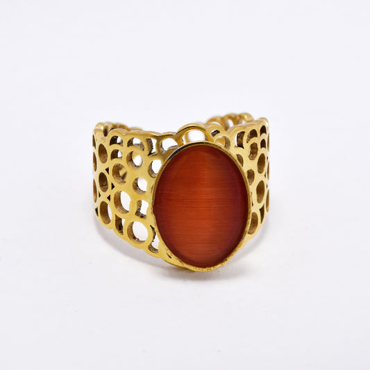 SSYR6133 - St Steel gemstone  open size ring