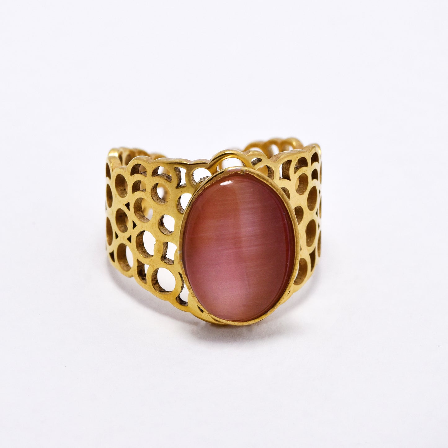 SSYR6133 - St Steel gemstone  open size ring