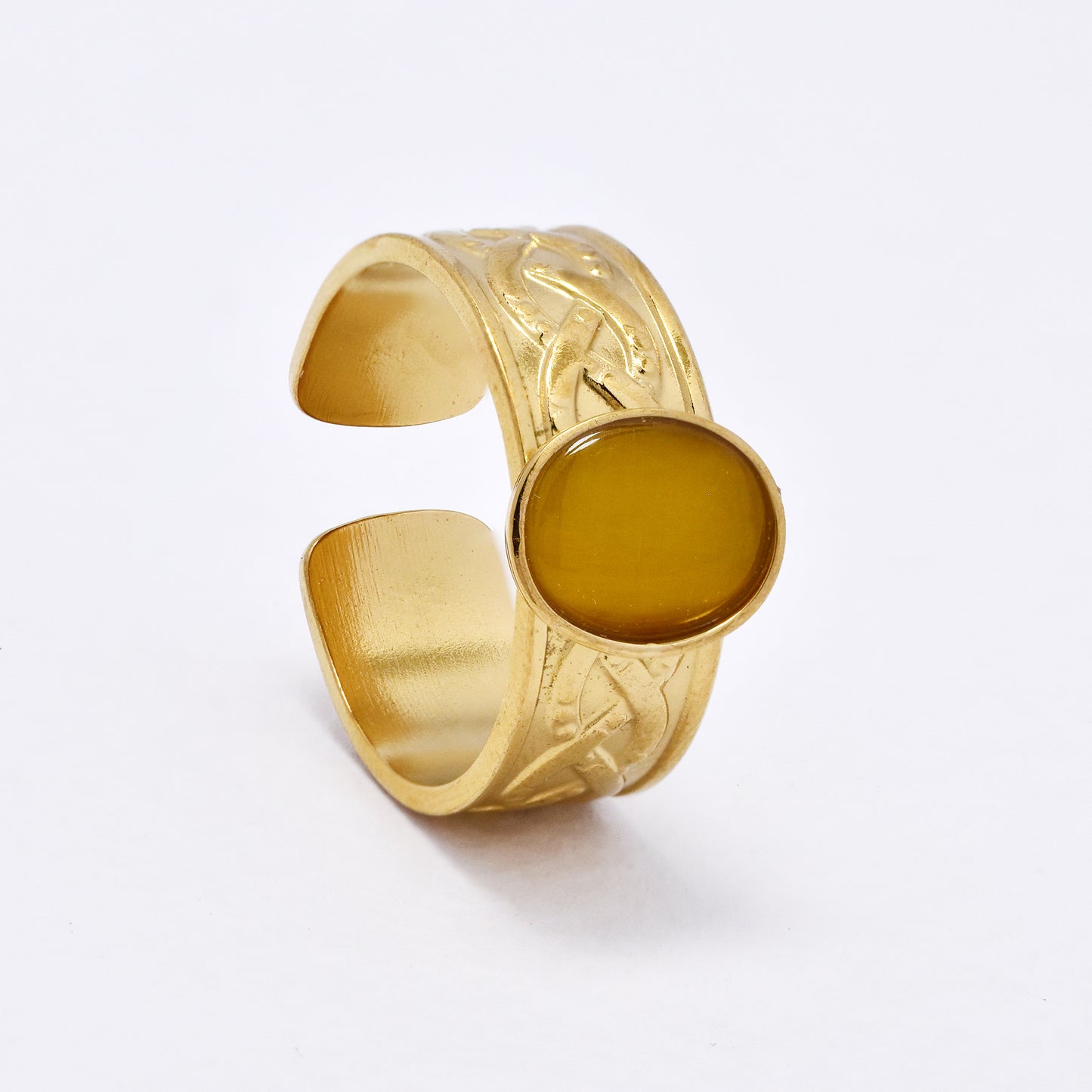 SSYR6137 - St Steel gemstone  open size ring