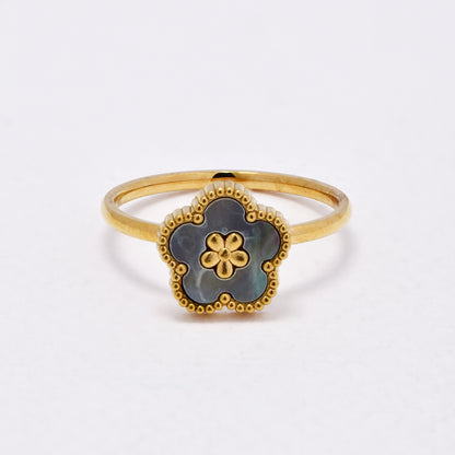 SSYR6611 - St Steel flower ring