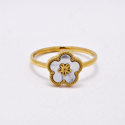 SSYR6611 - St Steel flower ring