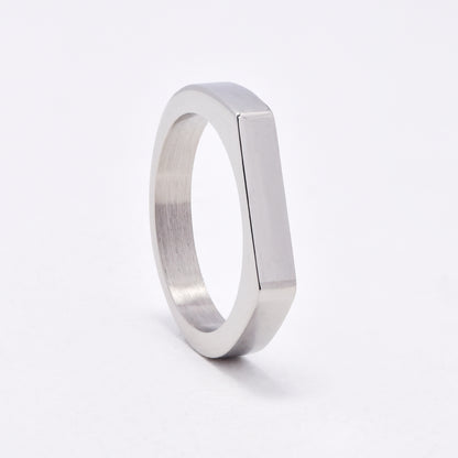 SSYR6619 - St Steel 4mm flat signet ring