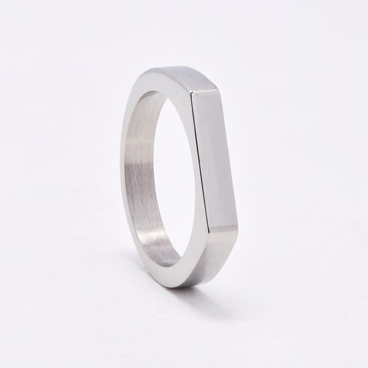 SSYR6619 - St Steel 4mm flat signet ring