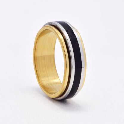SSYR6621 - St Steel 8mm multi toned spinner ring