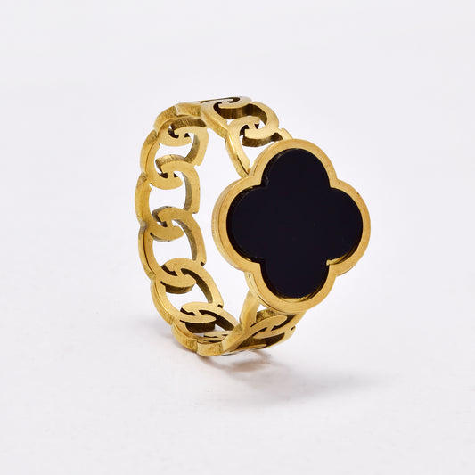SSYR6622 - St Steel 6mm four-leaf clover ring