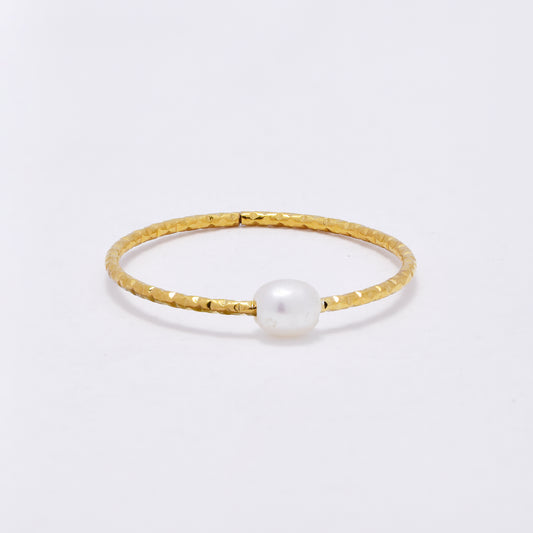SSYR6883 - Steel freshwater pearl ring