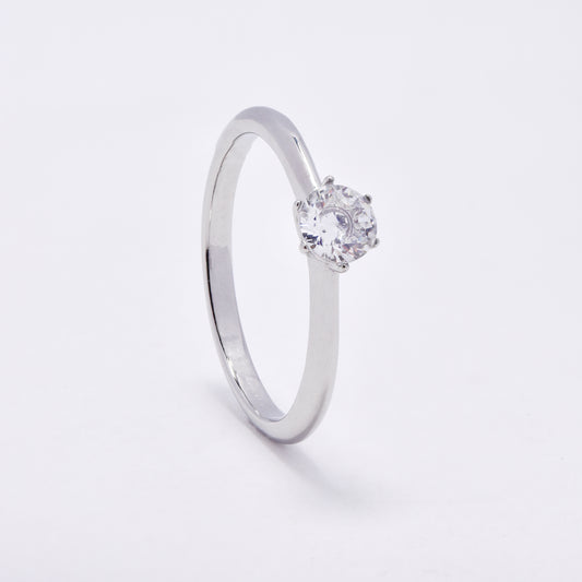 SSYR6896 - Steel solitaire CZ ring