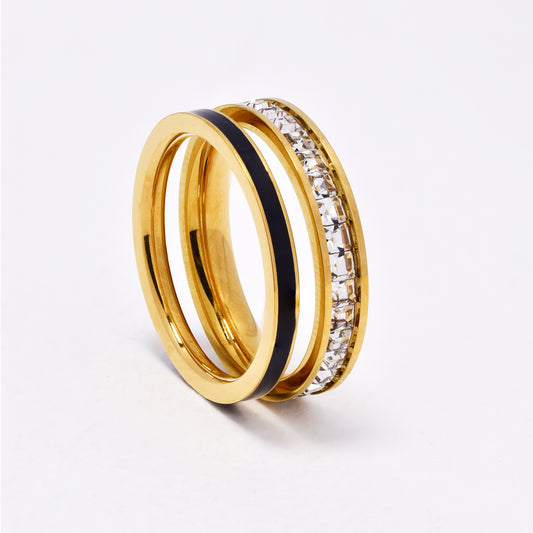 SSYR6911 - Steel two piece CZ ring set