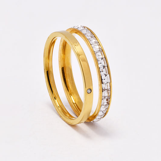 SSYR6912 - Steel two piece CZ ring set