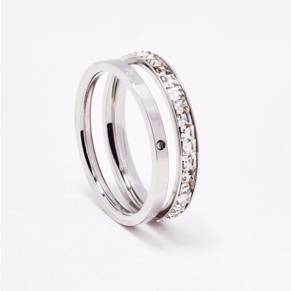 SSYR6912 - Steel two piece CZ ring set