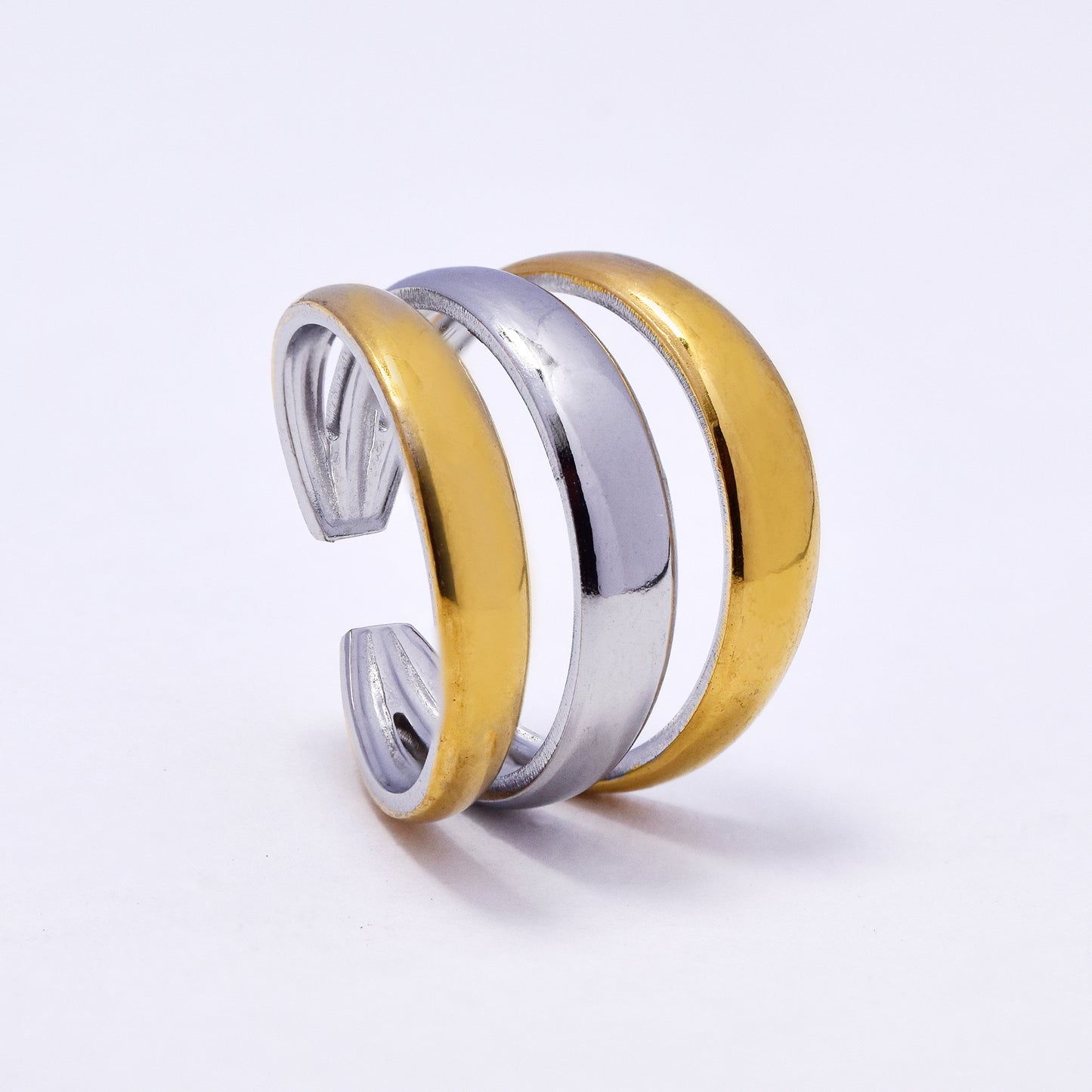 SSYR7055 - Steel 17.5mm 2 toned open ring