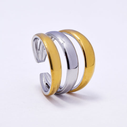 SSYR7055 - Steel 17.5mm 2 toned open ring