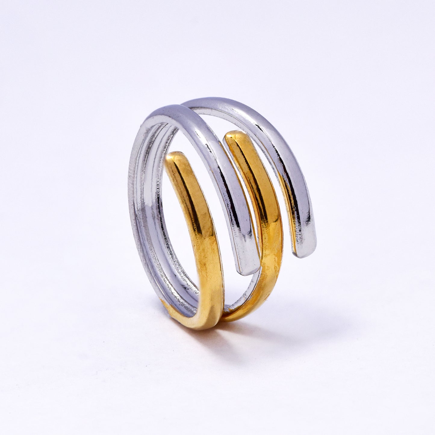 SSYR7056 - Steel 13mm 2 toned multi strand ring