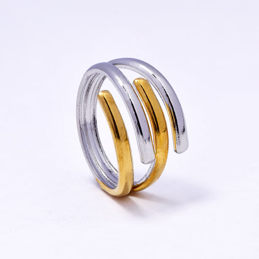 SSYR7056 - Steel 13mm 2 toned multi strand ring