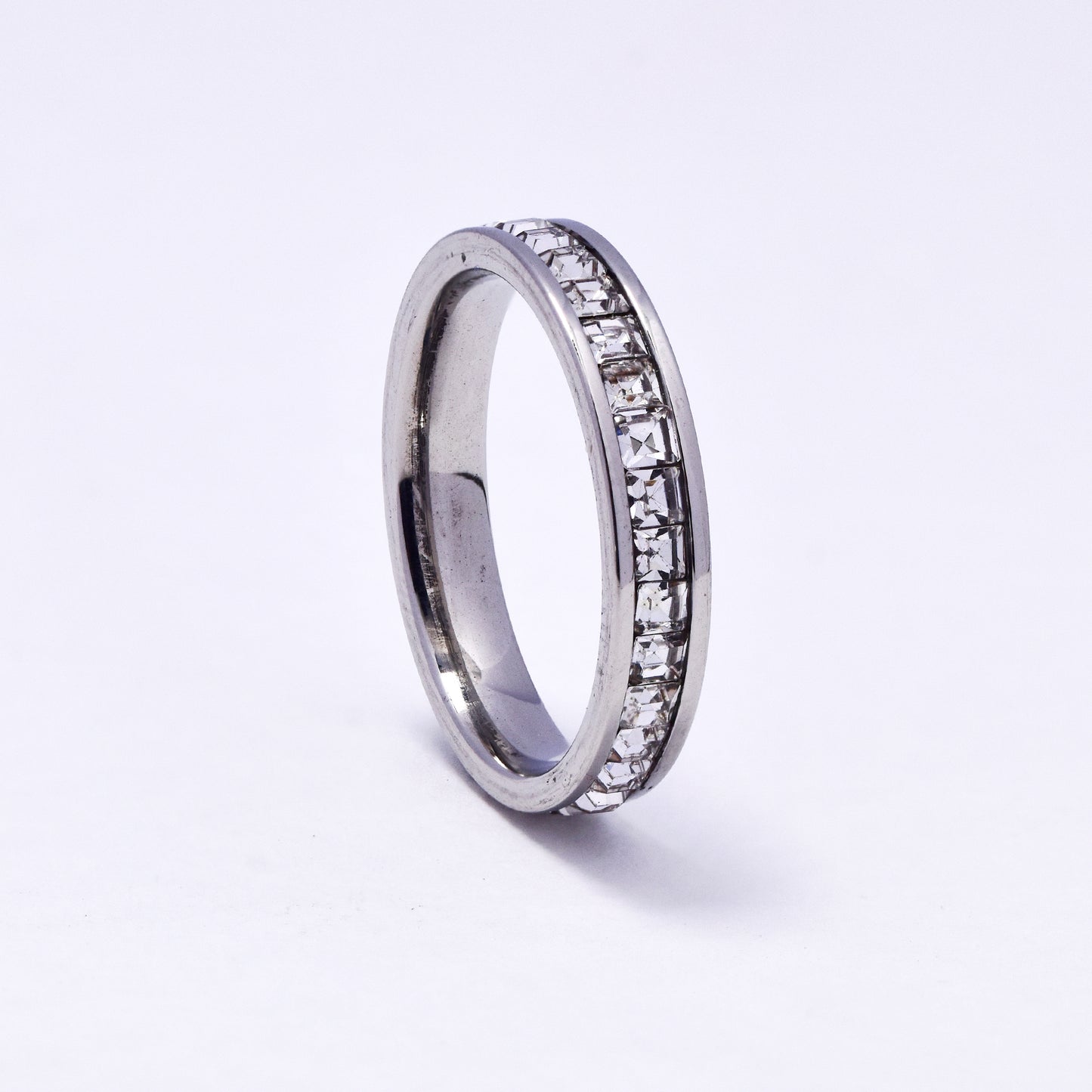 SSYR7057 - Steel 4mm channel set CZ ring