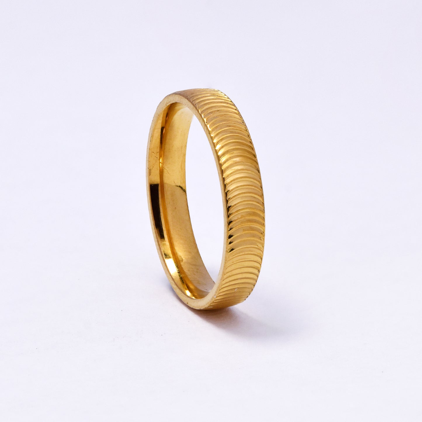 SSYR7058 - Steel 4mm ribbed band ring