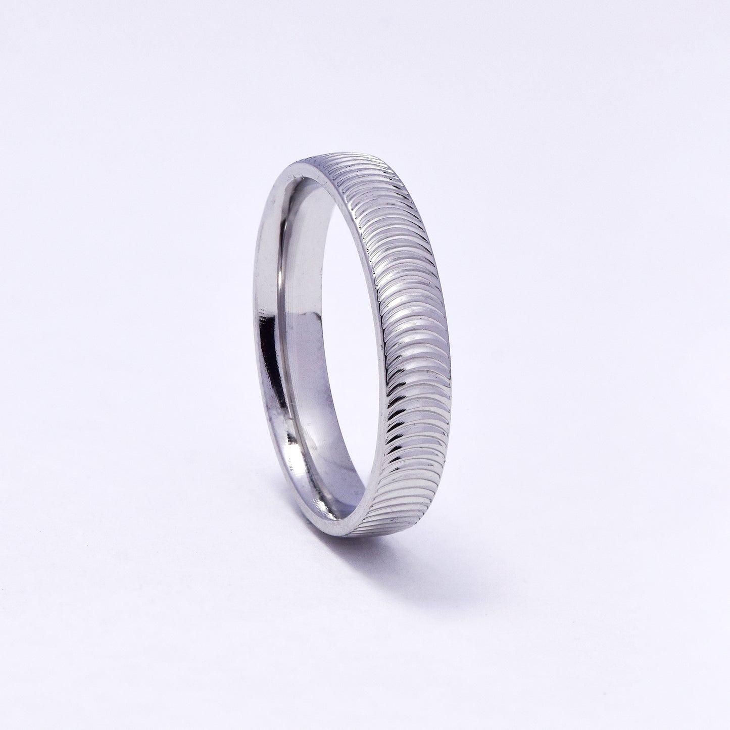 SSYR7058 - Steel 4mm ribbed band ring