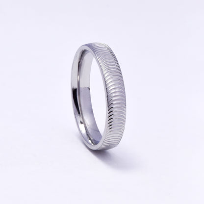 SSYR7058 - Steel 4mm ribbed band ring