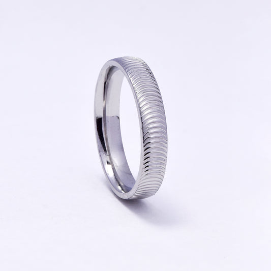 SSYR7058 - Steel 4mm ribbed band ring