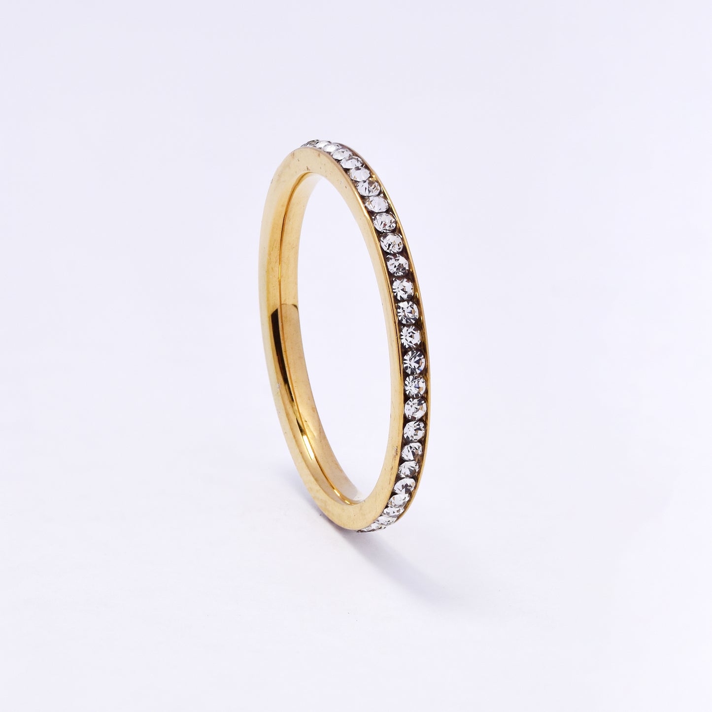SSYR7059 - Steel 2mm channel set CZ ring