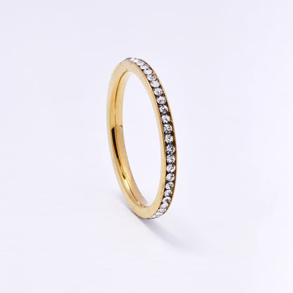 SSYR7059 - Steel 2mm channel set CZ ring
