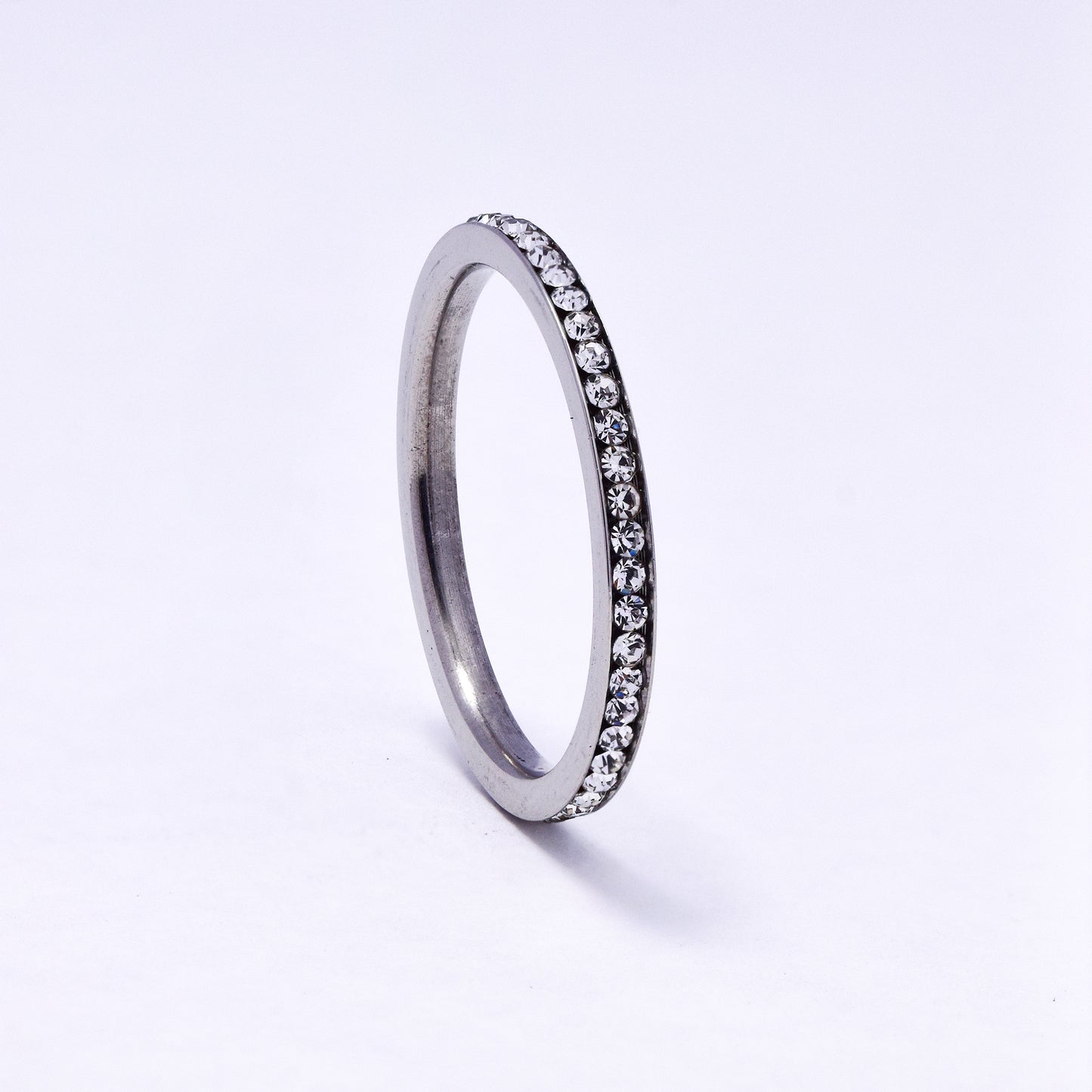 SSYR7059 - Steel 2mm channel set CZ ring
