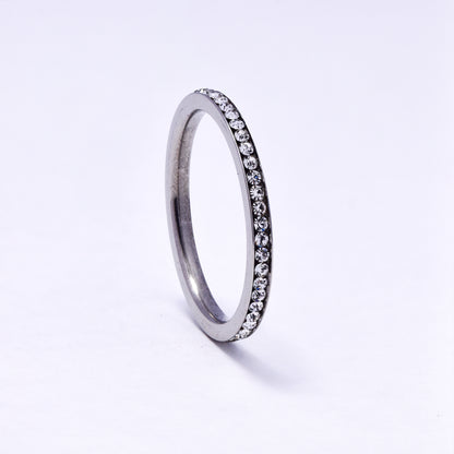 SSYR7059 - Steel 2mm channel set CZ ring