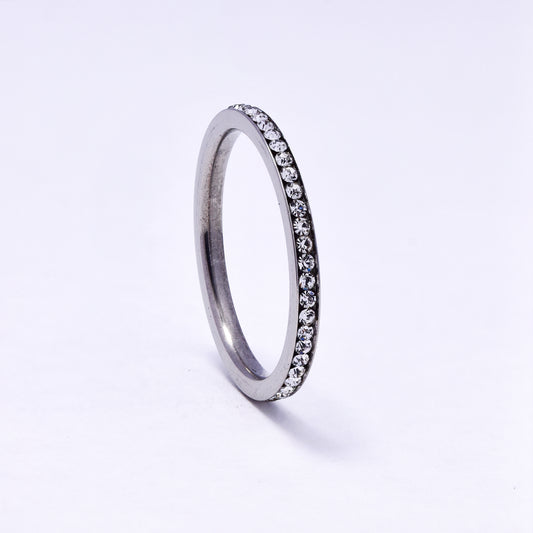 SSYR7059 - Steel 2mm channel set CZ ring