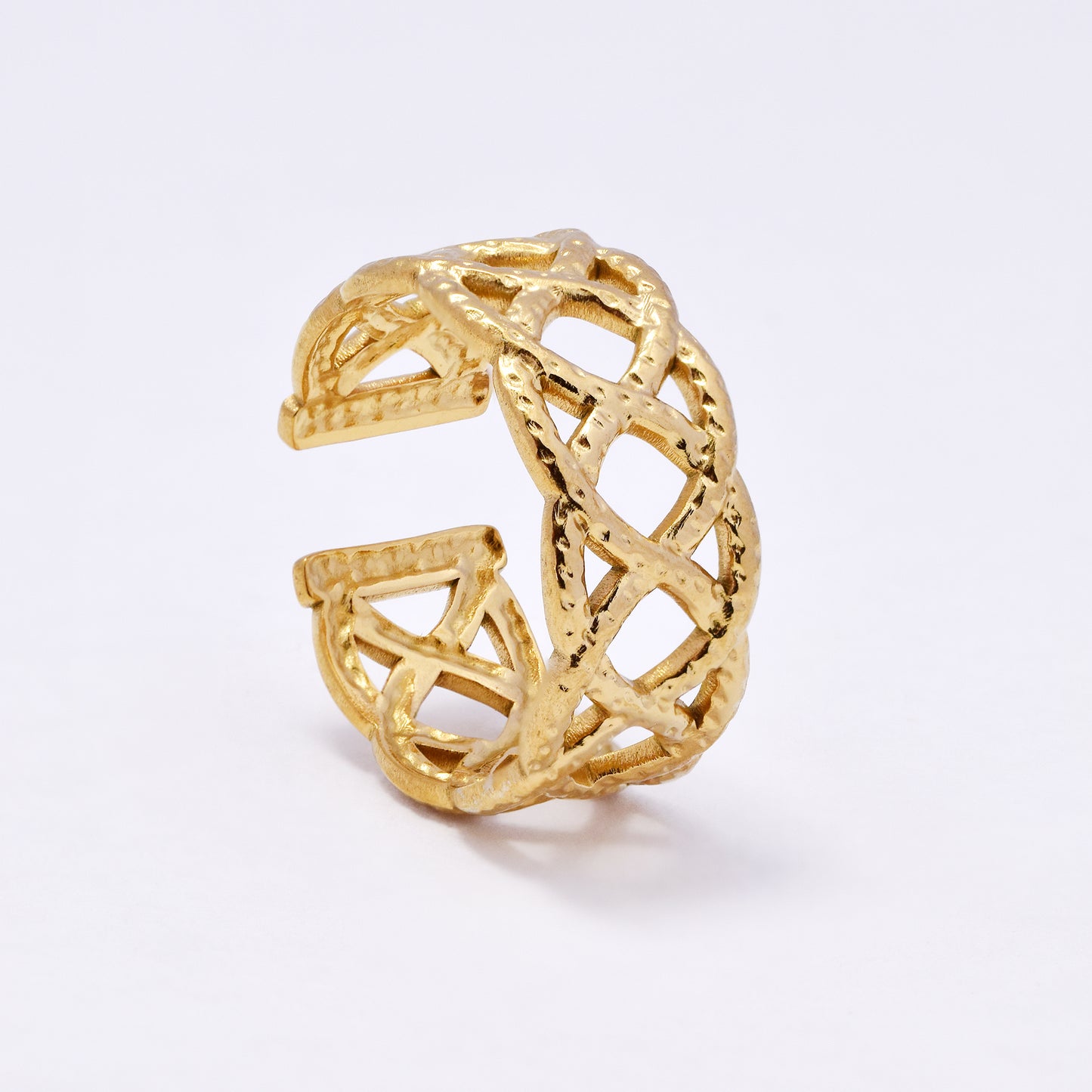 SSYR7060 - Steel 9mm textured infinity pattern open ring