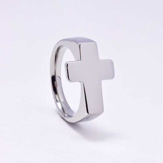 SSYR7066 - Steel 15.5mm cross signet ring