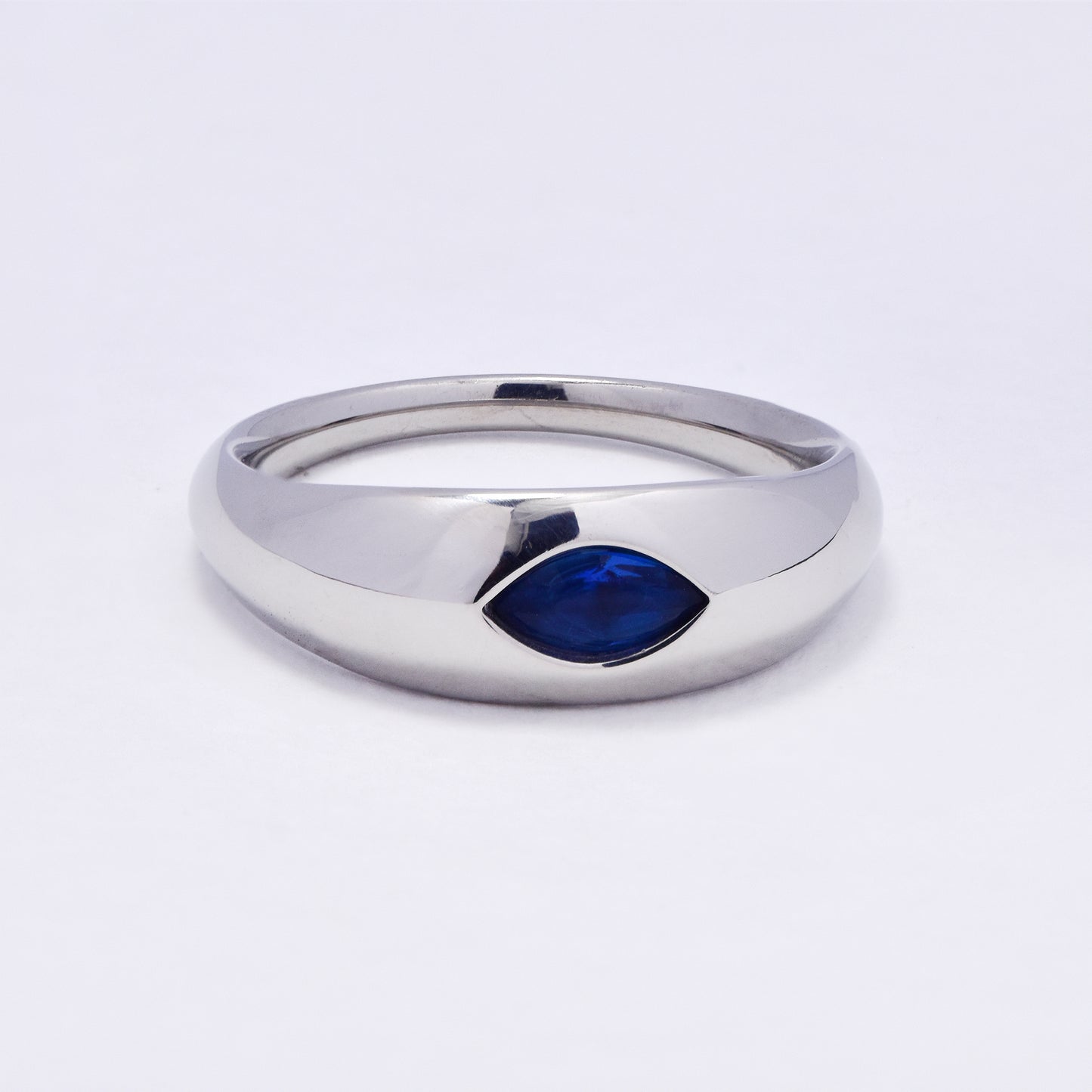 SSYR7068 - Steel 7.5mm colour stone dome ring