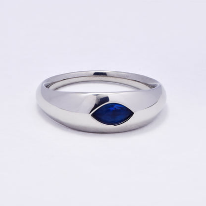 SSYR7068 - Steel 7.5mm colour stone dome ring