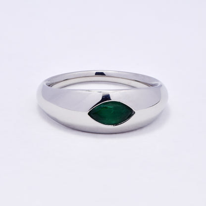 SSYR7068 - Steel 7.5mm colour stone dome ring