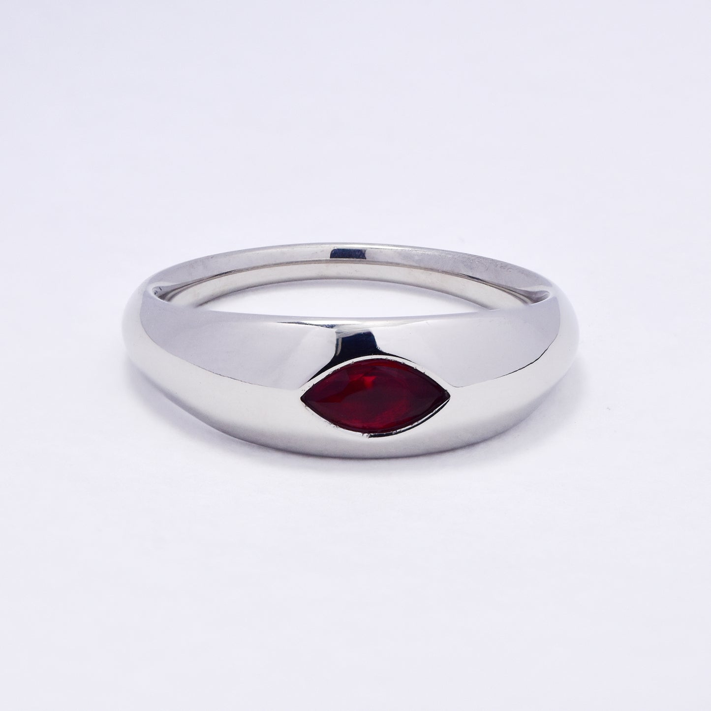 SSYR7068 - Steel 7.5mm colour stone dome ring