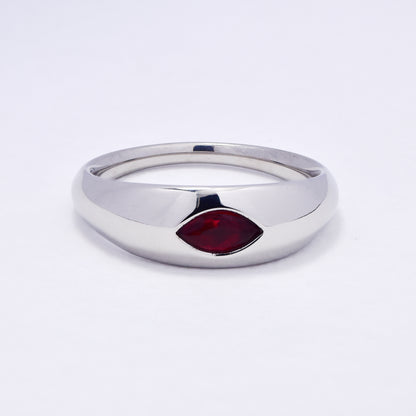SSYR7068 - Steel 7.5mm colour stone dome ring