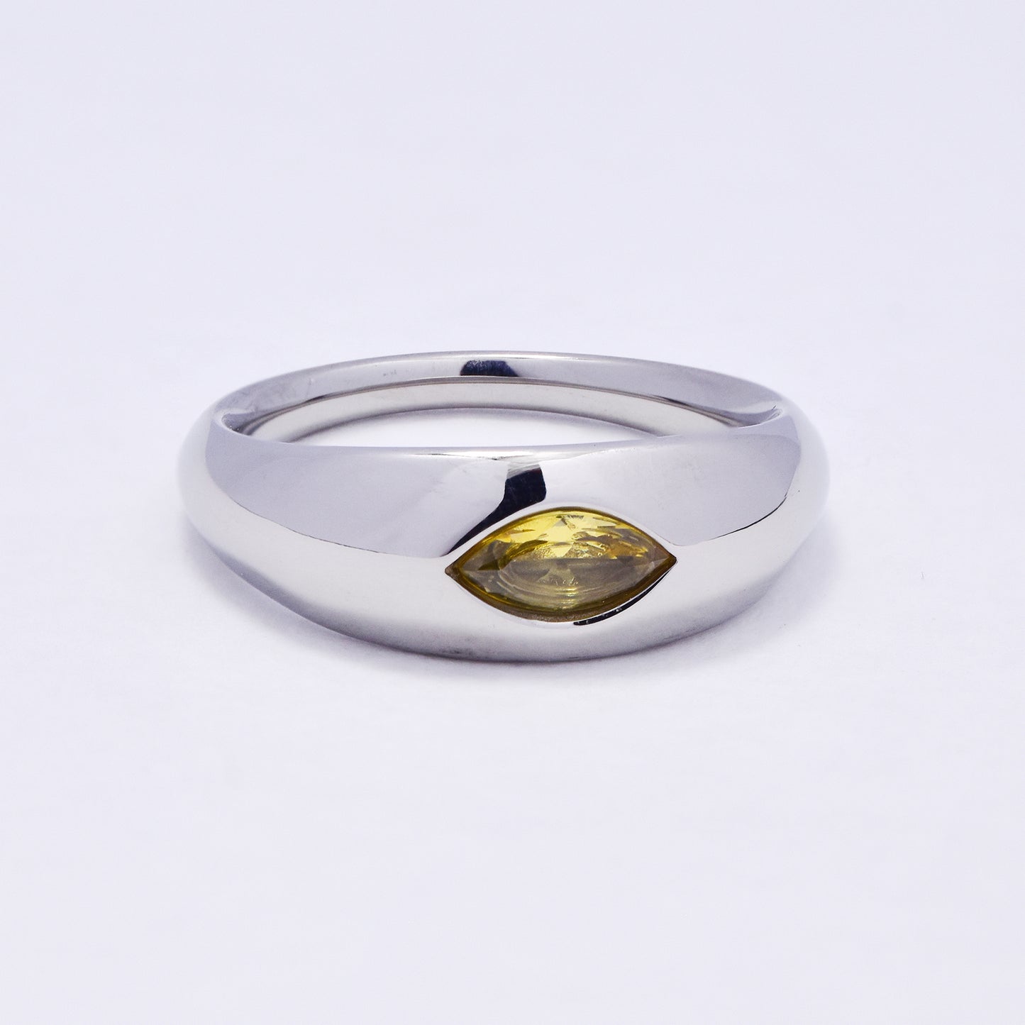 SSYR7068 - Steel 7.5mm colour stone dome ring