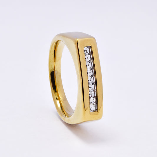 SSYR7073 - Steel 6mm CZ bar ring ring