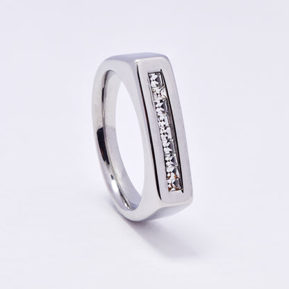SSYR7073 - Steel 6mm CZ bar ring ring