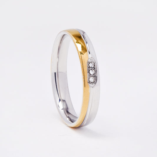SSYR7400 - Steel 4mm two-toned CZ band
