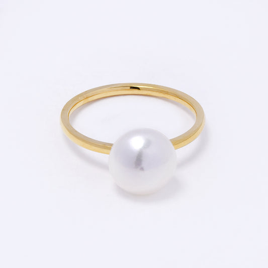 SSYR7418 - Steel freshwater pearl ring