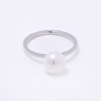 SSYR7418 - Steel freshwater pearl ring