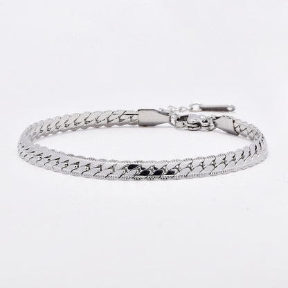 SSYST6491 - St Steel 60cm & 17.5cm x 5mm etched curb necklace & bracelet set