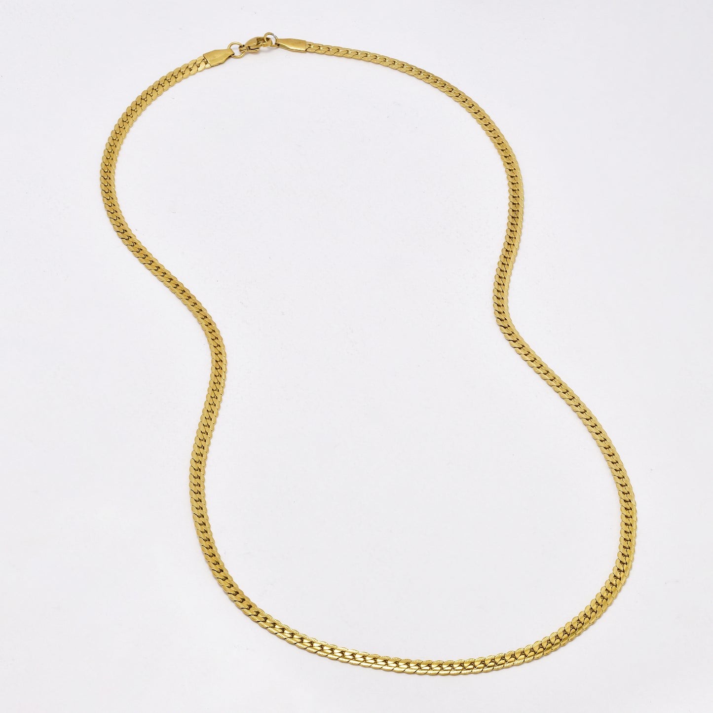 SSYST6492 - St Steel 60cm & 20cm x 4mm etched curb necklace & bracelet set