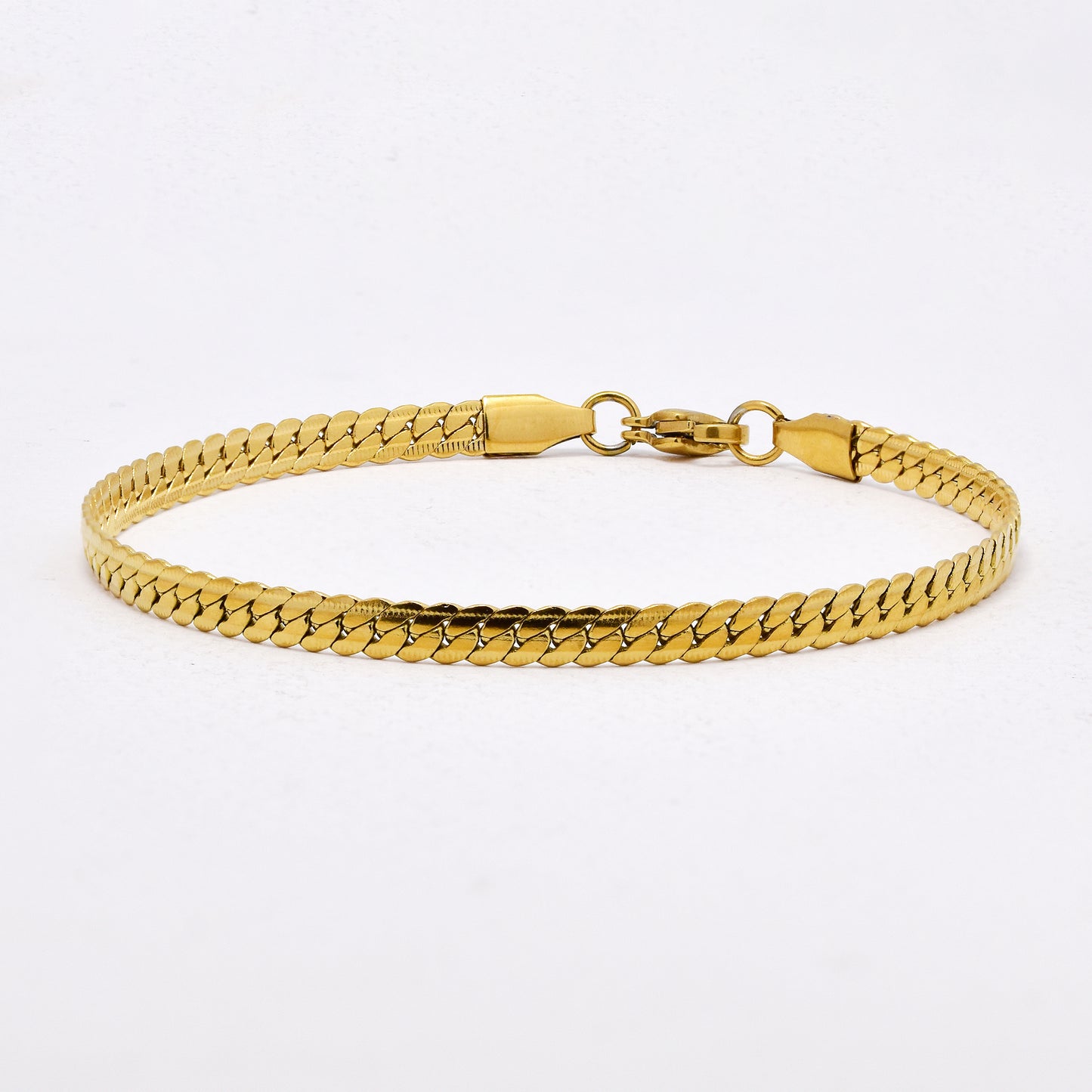 SSYST6492 - St Steel 60cm & 20cm x 4mm etched curb necklace & bracelet set