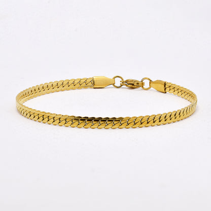 SSYST6492 - St Steel 60cm & 20cm x 4mm etched curb necklace & bracelet set