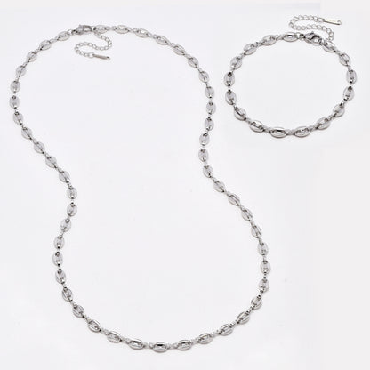 SSYST6500 - St Steel 60cm +5cm & 20cm + 5cm x 4mm gucci necklace & bracelet set