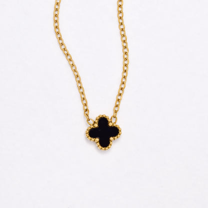 SSYST6559 - St Steel 40cm + 5cm small four-leaf clover necklace & earring set