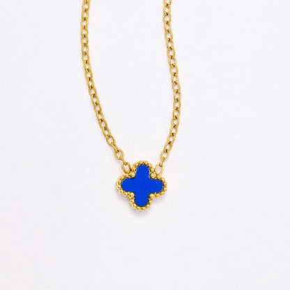 SSYST6559 - St Steel 40cm + 5cm small four-leaf clover necklace & earring set